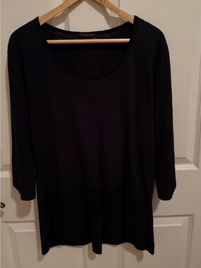 Vintage Women’s Fresh Produce black top shirt blouse small/medium sheer bottom